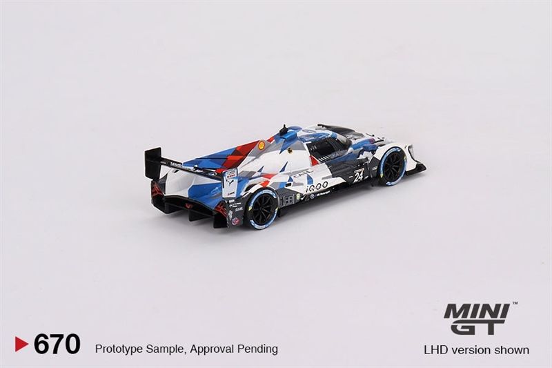Mô hình xe đua BMW M HYBRID V8 GTP #24 BMW M TEAM RLL 2023 IMSA DAYTONA 24 HRS tỉ lệ 1:64 MiniGT MGT00670