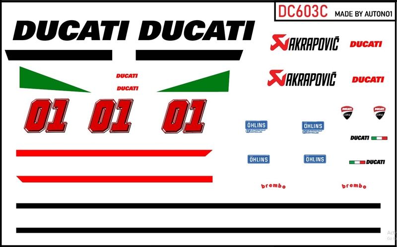 DECAL NƯỚC ĐỘ DUCATI PANIGALE V4S ITALY TỈ LỆ 1:12 AUTONO1 DC603C