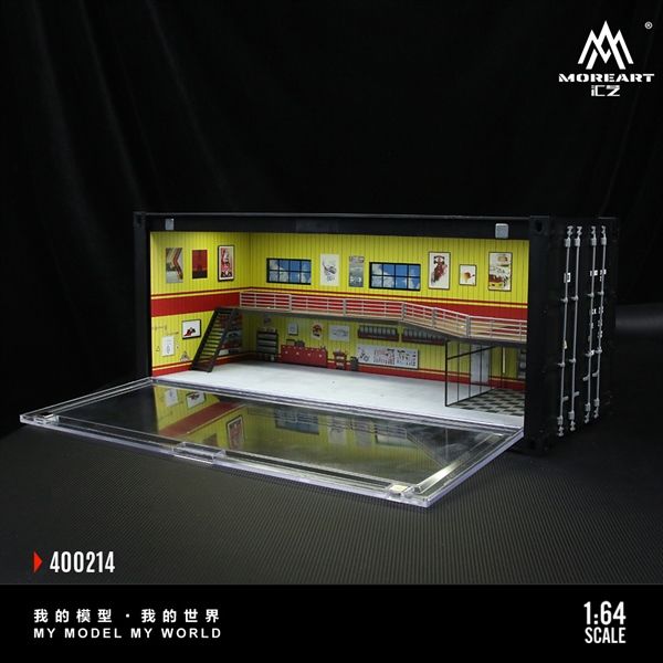 Hộp trưng bày container mô phỏng Repair shop scene F model có tầng - có đèn 38.7x16x16.5cm tỉ lệ 1:64 MoreArt MO400214