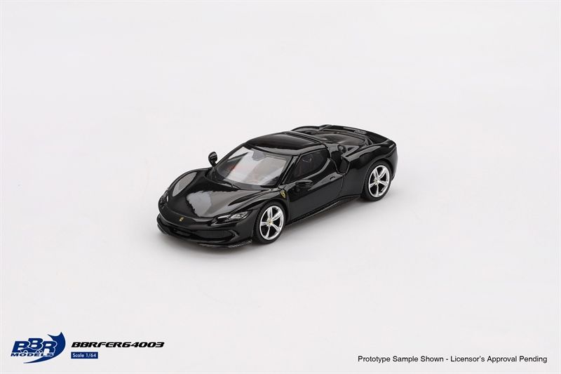 Mô hình xe Ferrari 296 GTB Nero Daytona tỉ lệ 1:64 BBR model BBRFER64003