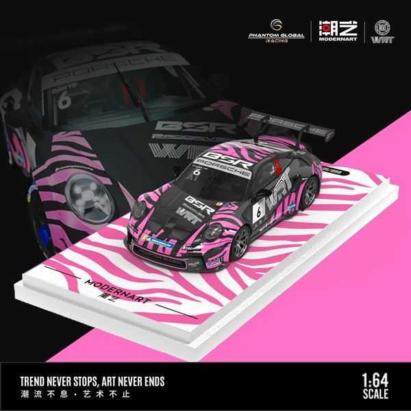 Mô hình xe Porsche 911 GT3 Carrera Cup HEC Event 2025 tỉ lệ 1:64 ModernArt& WRT MD647304