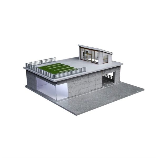 Hộp trưng bày mô phỏng Biệt thự có hầm để xe có đèn Sunroom scene model tỉ lệ 1:64 More Art MO936413