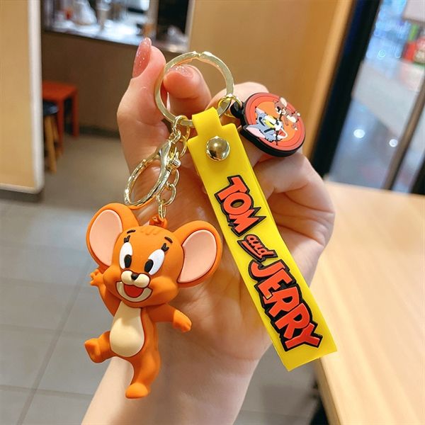 Móc khóa nhựa dẻo - silicon mèo và chuột Tom & Jerry MK026