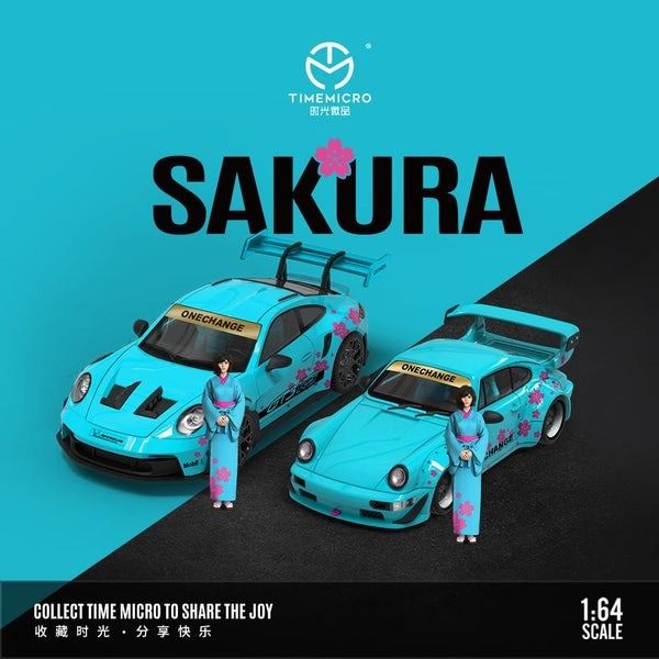 Mô hình xe Porsche GT3 RS SAKURA Blue tỉ lệ 1:64 Time micro TM644623