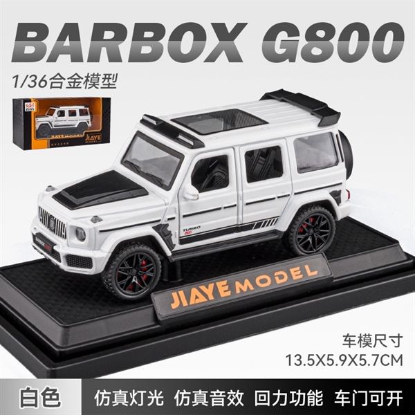 Mô hình xe Mercedes Benz Brabus G800 có đế - có âm thanh - có đèn tỉ lệ 1:36 JIAYE MODEL OT018