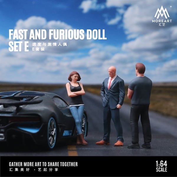 Mô hình nhân vật set 3 người Fast and Furious Doll E tỉ lệ 1:64 MoreArt MO222082