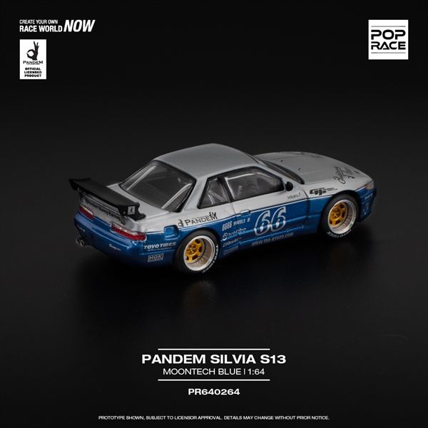 Mô hình xe Pandem Silvia S13 Moontech Blue tỉ lệ 1:64 PopRace R640264