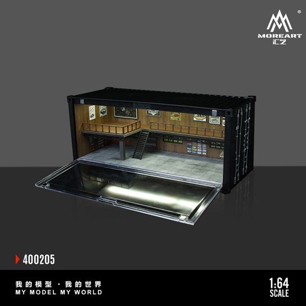 Hộp trưng bày mô phỏng nhà kho có tầng - Container Repair Shop Scene có đèn kích thước 38.7 x 16 x 16.4cm tỉ lệ 1:64 More Art MO400205