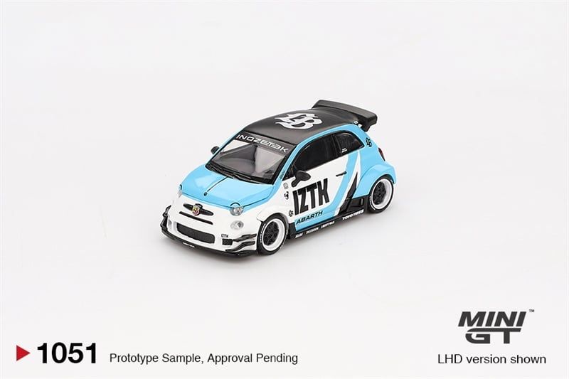 Mô hình xe Abarth 595 LB-WORKS x Abas Works IZTK card tỉ lệ 1:64 MiniGT MGT01051-BL