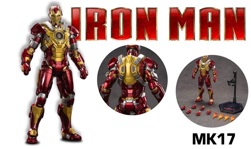 Mô hình nhân vật Marvel Iron man người sắt Iron man Mark 17 MK17 SHF Iron man 3 tỉ lệ 1:10 23CM ZD Toys FG262