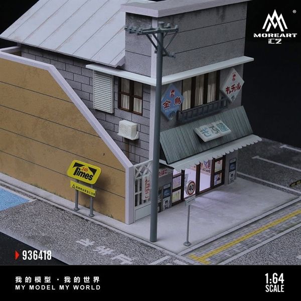 Hộp trưng bày mô phỏng cửa hàng bánh kẹo Nhật Bản Japan candy house scene có đèn tỉ lệ 1:64 MoreArt MO936418