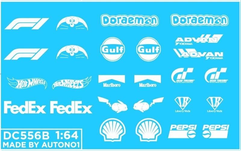 DECAL NƯỚC TRANG TRÍ Ô TÔ TỈ LỆ 1:64 DÁN NỀN TỐI AUTONO1 DC556A