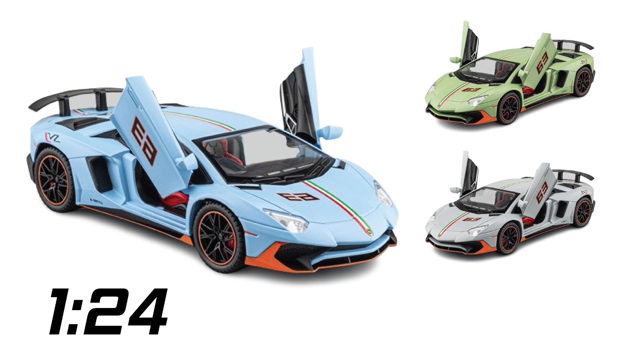 Mô hình xe Lamborghini LP780 Svj tỉ lệ 1:22 Alloy Model OT424