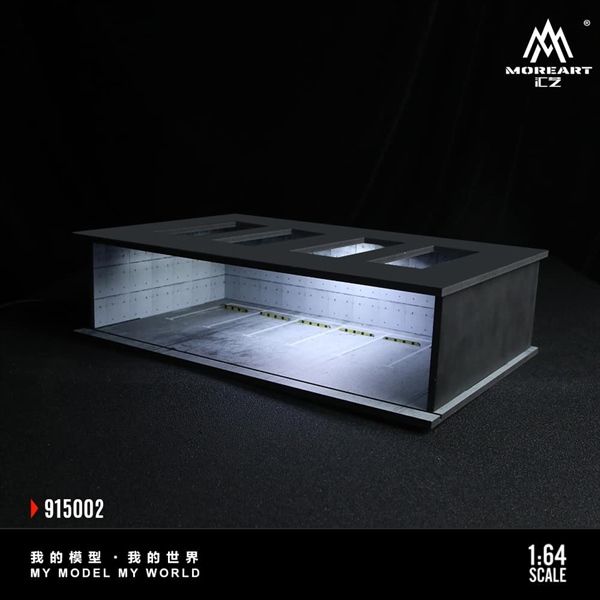 Hộp trưng bày mica mô phỏng bãi đỗ xe trong nhà có đèn sạc type C - Underground packing garage scene 02 tỉ lệ 1:64 MoreArt MO915002