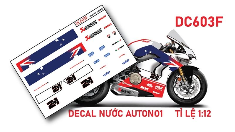 DECAL NƯỚC ĐỘ DUCATI PANIGALE V4S CHAMPION 21 TỈ LỆ 1:12 AUTONO1 DC603F