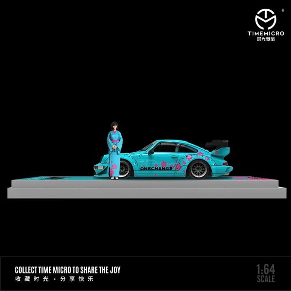 Mô hình xe Porsche 964 Rauth Welt RWB SAKURA Blue Ordinary tỉ lệ 1:64 Time micro TM640862