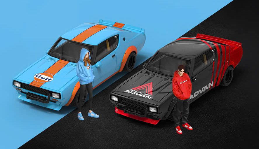 Mô hình xe Nissan skyline Kenmeri Liberty Walk LBWK Gulf oil tỉ lệ 1:64 Time micro TM645611