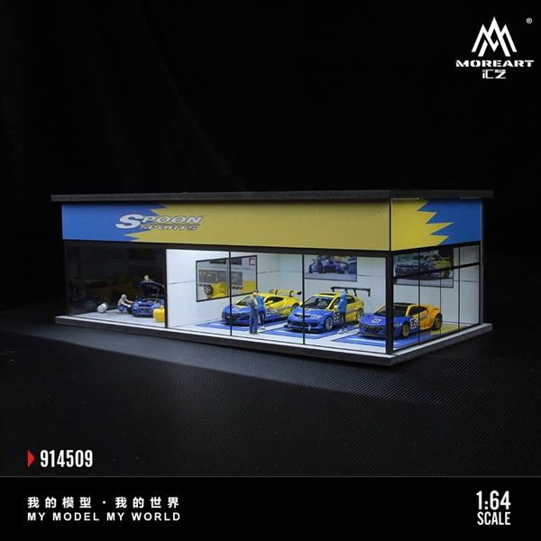 Hộp trưng bày mô phỏng Garage SPOON có đèn - mica bảo vệ tỉ lệ 1:64 MoreArt MO914509
