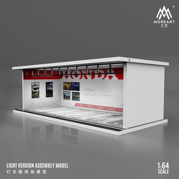 Hộp trưng bày mica mô phỏng showroom Honda - có đèn kích thước 30x13.3x10cm tỉ lệ 1:64 MoreArt MO914031