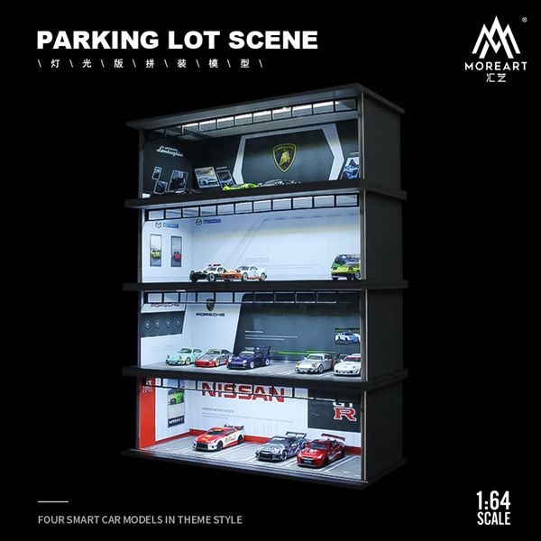 Hộp trưng bày mica mô phỏng bãi đỗ xe NISSAN kích thước 30x13.3x10cm tỉ lệ 1:64 MoreArt MO914008