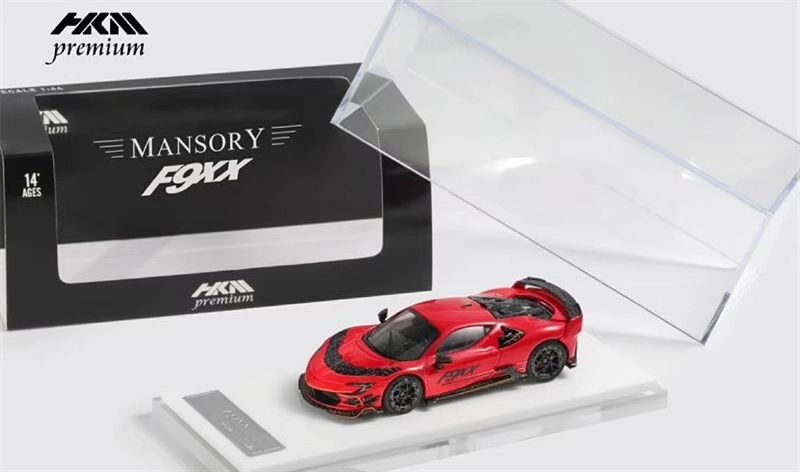Mô hình xe Ferrari Mansory F9XX Stradale Hardtop Red tỉ lệ 1:64 có đế và hộp mica HKM Premium HKM-F9XX-2