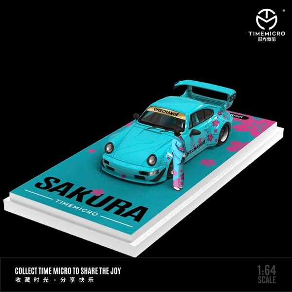 Mô hình xe Porsche 964 Rauth Welt RWB SAKURA Blue Ordinary tỉ lệ 1:64 Time micro TM640862