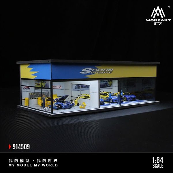 Hộp trưng bày mô phỏng Garage SPOON có đèn - mica bảo vệ tỉ lệ 1:64 MoreArt MO914509