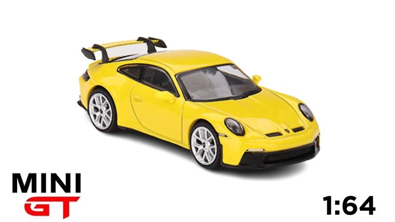 Mô hình xe Porsche 911 (992) GT3 Racing Yellow tỉ lệ 1:64 MiniGT