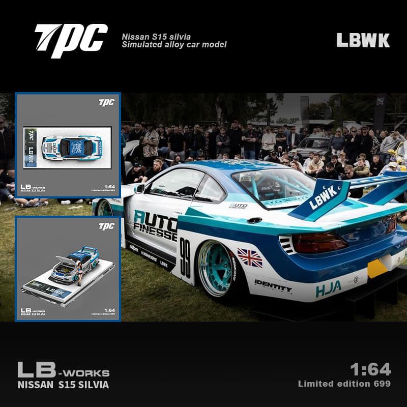 Mô hình xe Nissan S15 Auto Finesse Right Handle Liberty Walk LBWK blue tỉ lệ 1:64 TPC model TPC646010