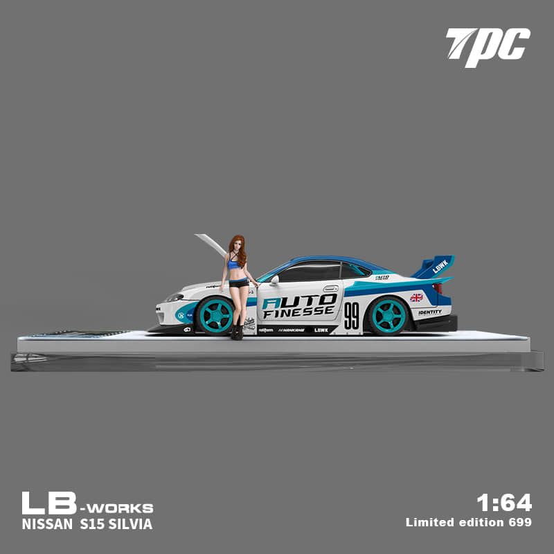 Mô hình xe Nissan S15 Auto Finesse Right Handle Liberty Walk LBWK blue tỉ lệ 1:64 TPC model TPC646010