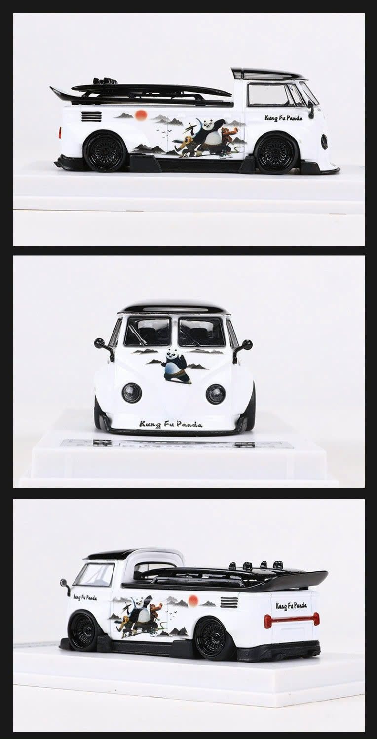 Mô hình xe Volkswagen Bus T1 RWB Wide Body Modified Pickup Cartoon Painted có hộp mica tỉ lệ 1:64 LangFeng Model 43-T1-15
