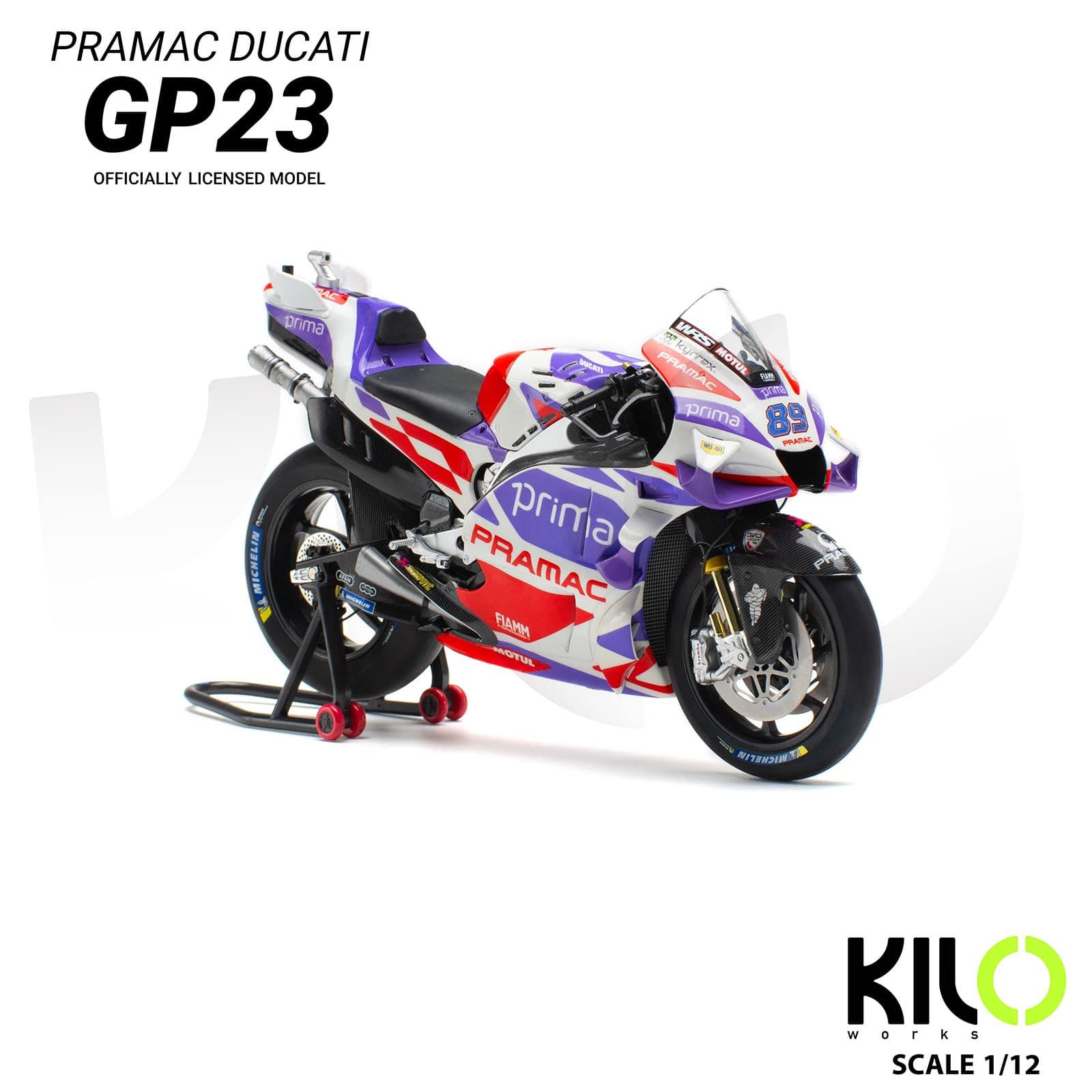 Mô hình xe mô tô GP Pramac Ducati Desmosedici GP23 tỉ lệ 1:12 KILO Works MT12009