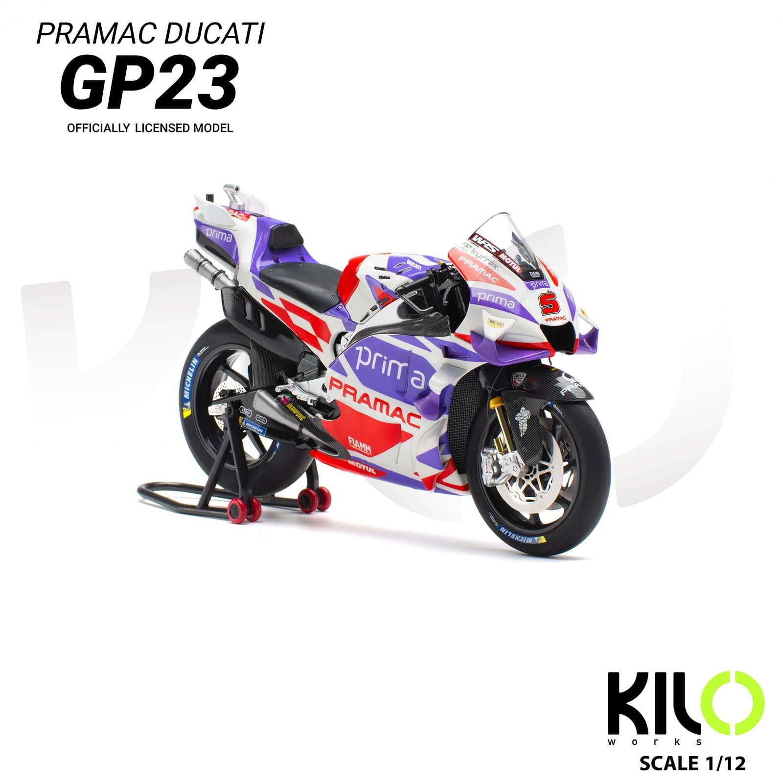 Mô hình xe mô tô GP Pramac Ducati Desmosedici GP23 tỉ lệ 1:12 KILO Works MT12009