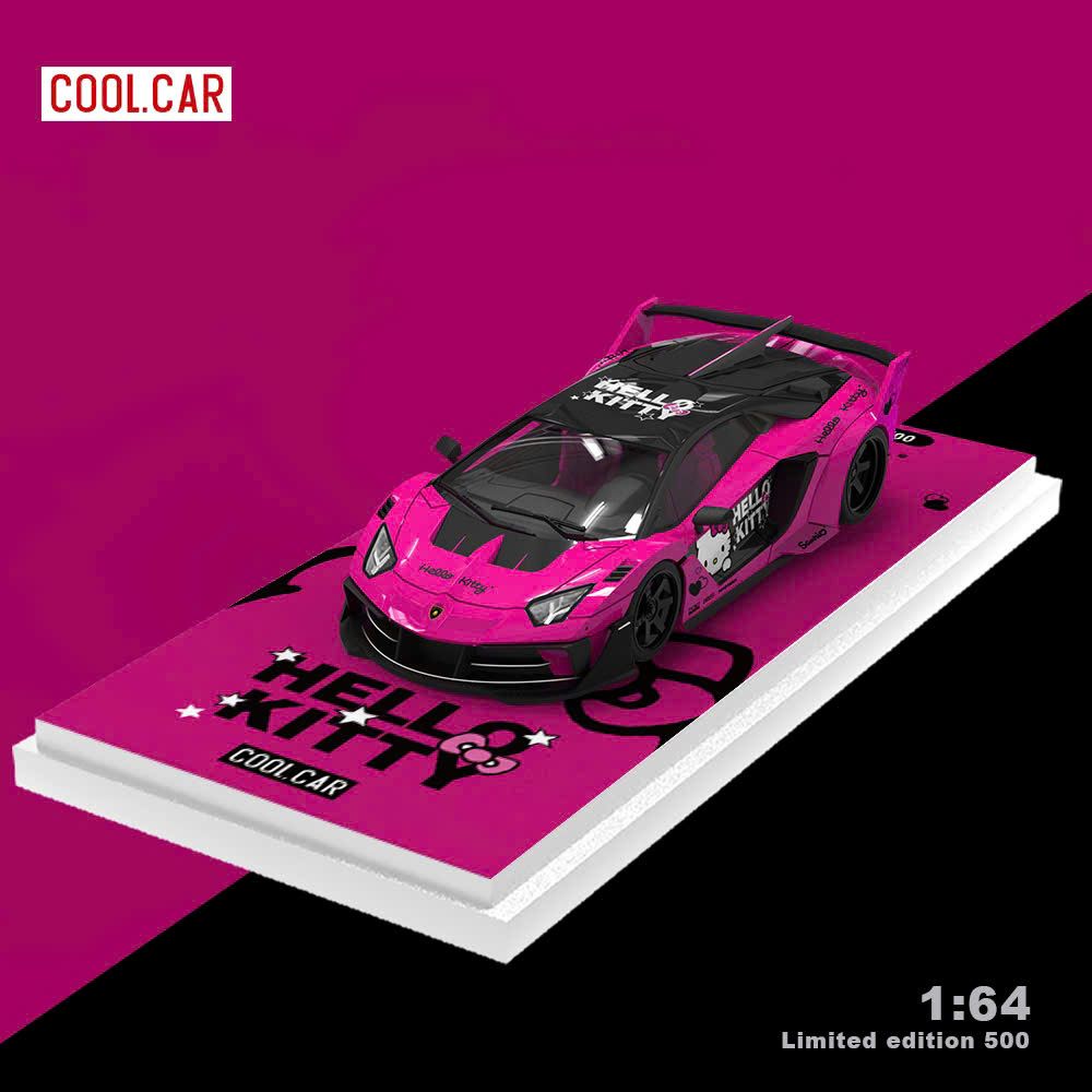 Mô hình xe Lamborghini LBWK Aventador GT EVO Hello kitty dark pink tỉ lệ 1:64 Cool Car CC643826