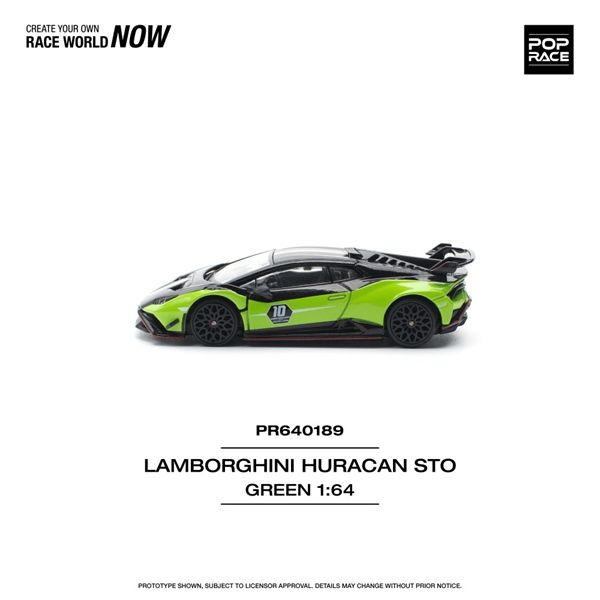 LAMBORGHINI HURACAN STO (LP640-2) 10 ANNIVERSARIO - GREEN/BLACK tỉ lệ 1:64 Poprace PR640189