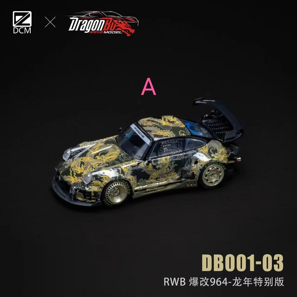 Mô hình xe Porsche 964 Rauh Welt RWB Dragon metallic gold - #53 racing tỉ lệ 1:64 D.BoModel xDCM DB001