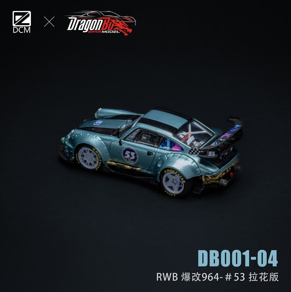 Mô hình xe Porsche 964 Rauh Welt RWB Dragon metallic gold - #53 racing tỉ lệ 1:64 D.BoModel xDCM DB001