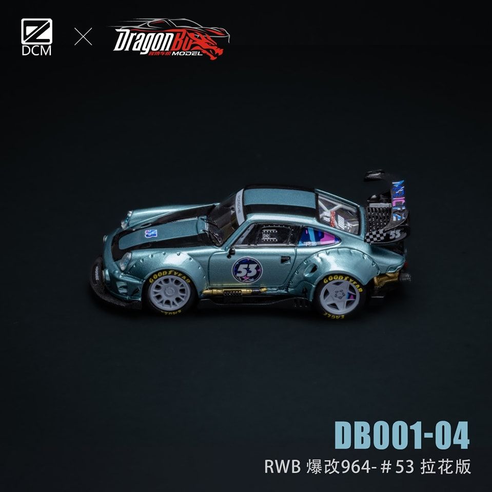 Mô hình xe Porsche 964 Rauh Welt RWB Dragon metallic gold - #53 racing tỉ lệ 1:64 D.BoModel xDCM DB001