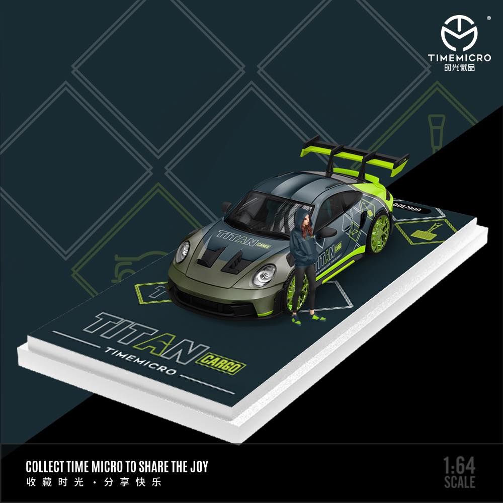 Mô hình xe Porsche 992 GT3 RS custom TITAN CARGO limited edition 999pcs tỉ lệ 1:64 Time micro TM644639