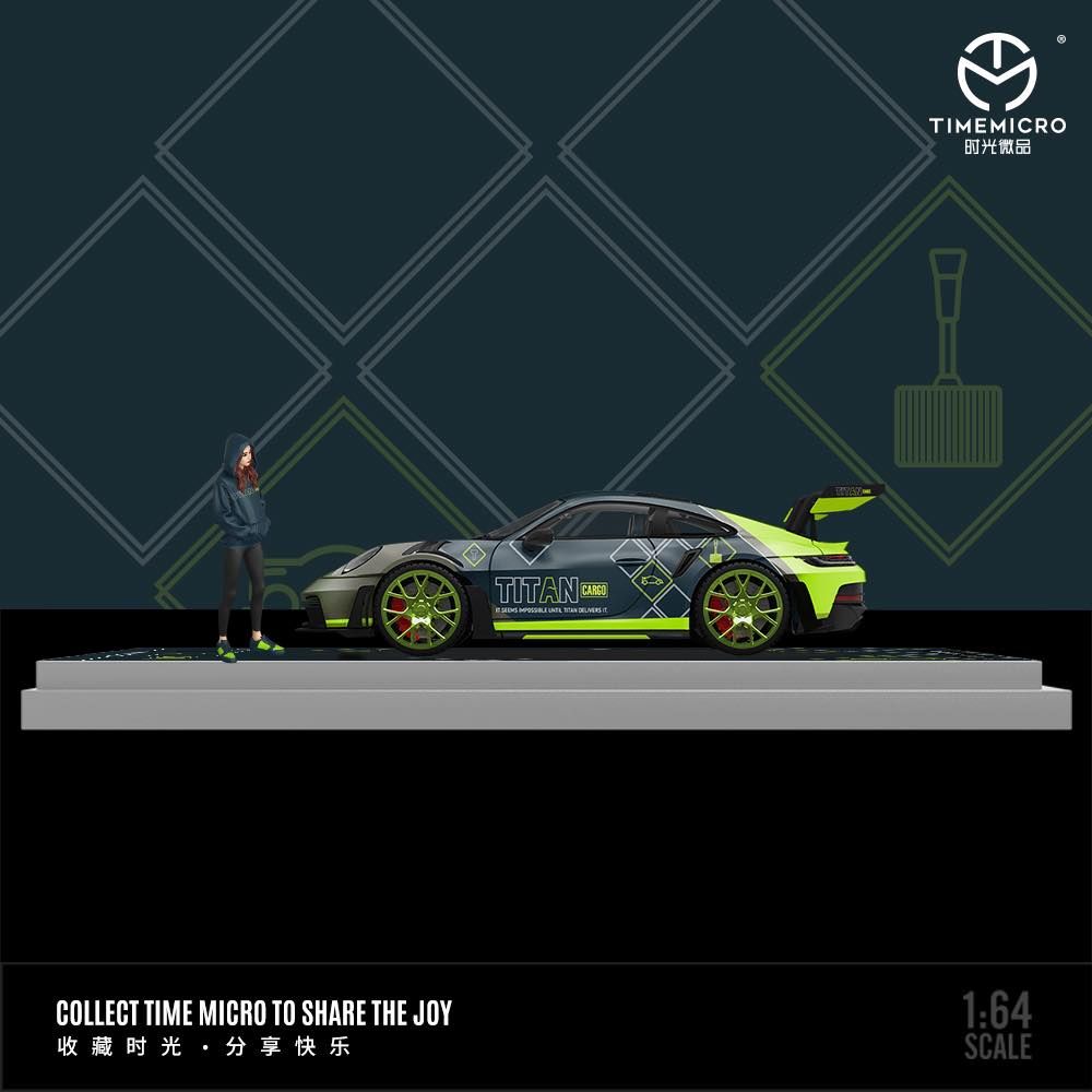 Mô hình xe Porsche 992 GT3 RS custom TITAN CARGO limited edition 999pcs tỉ lệ 1:64 Time micro TM644639