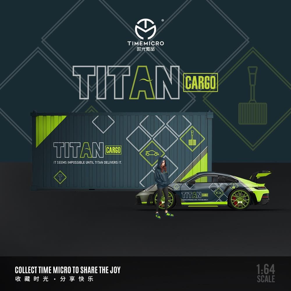 Mô hình xe Porsche 992 GT3 RS custom TITAN CARGO limited edition 999pcs tỉ lệ 1:64 Time micro TM644639
