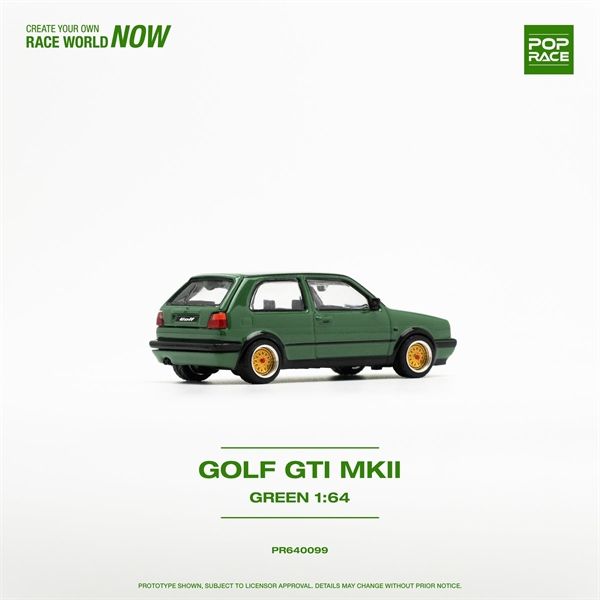 Mô hình xe Volkwagen Golf GTI MK2 Oak Green mở cốp sau tỉ lệ 1:64 Poprace PR640099