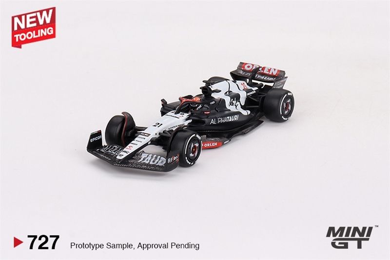 Mô hình xe AlphaTauri AT04 #21 Nyck de Vries 2023 F1 2023 Australian GP tỉ lệ 1:64 Mini GT bản card MGT00727