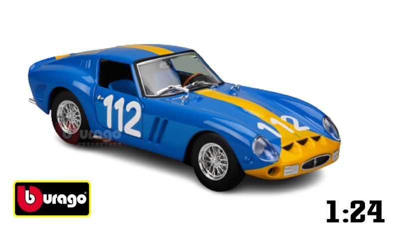 Mô hình xe ô tô Ferrari 250 GTO 1962 race tỉ lệ 1:24 Bburago OT117