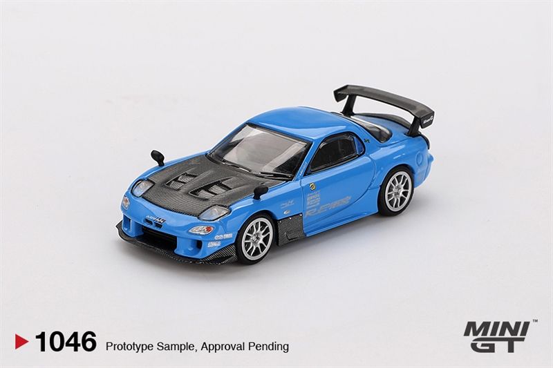 Mô hình xe Mazda RX-7 RE-Amemiya 20B NA 3ROTOR-7 “Ama-san Go” card tỉ lệ 1:64 MiniGT MGT01046-BL