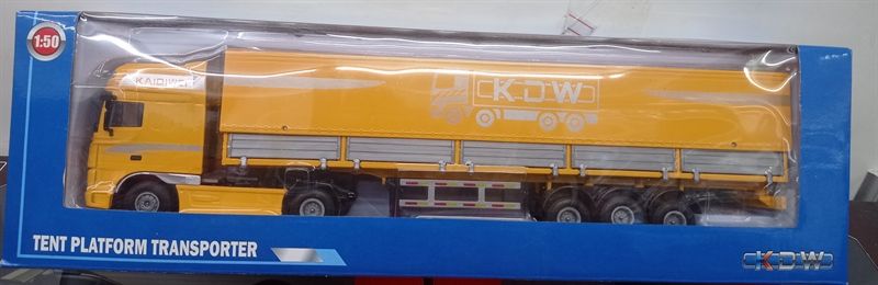 Mô hình xe đầu kéo container vàng bằng kim loại tỉ lệ 1:50 KDW Kaidiwei 625044 1473