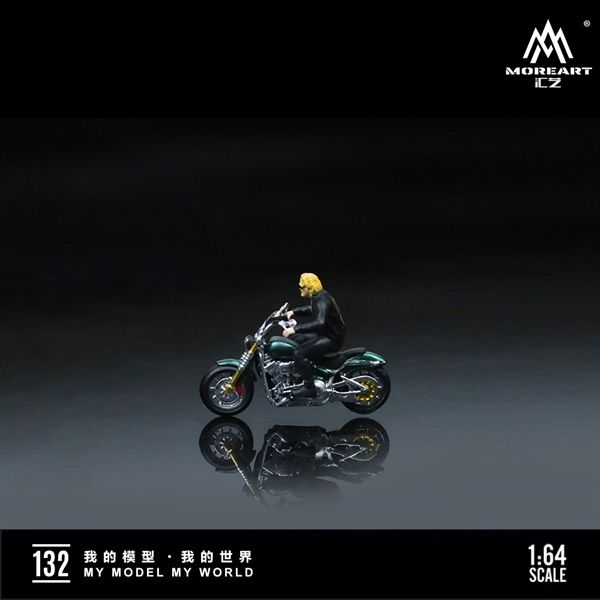 Mô hình xe và nhân vật figure Harley men's motorcycle party green tỉ lệ 1:64 MoreArt MO222132