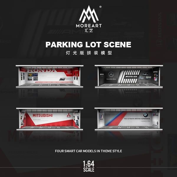 Hộp trưng bày mica mô phỏng showroom Honda - có đèn kích thước 30x13.3x10cm tỉ lệ 1:64 MoreArt MO914031