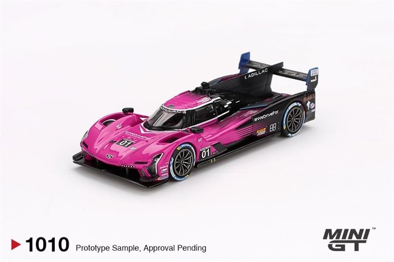 Mô hình xe Cadillac V-Series.R #01 Cadillac Racing 2024 IMSA Petit Le Mans Winner bản Card tỉ lệ 1:64 MiniGT MGT01010