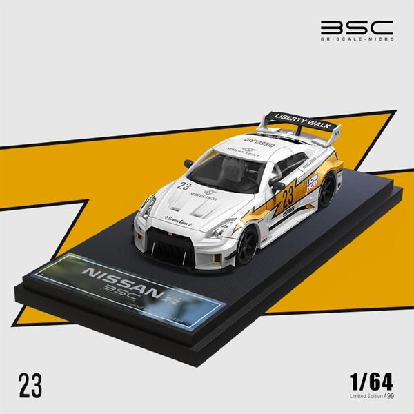 Mô hình xe H300 Trailer + Nissan GTR R35 Silhouette LB WORKS Livery Lightning 23 tỉ lệ 1:64 Briscale Micro BSC641530 - BSC647212